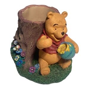 VINTAGE WINNIE THE POOH HONEY POT TREE STUMP PENCIL HOLDER OFFICE DECOR